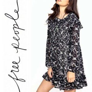 FREE PEOPLE These Dreams Black Floral Mini Dress